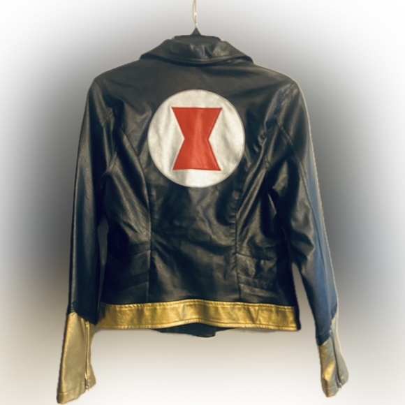 Her Universe Marvel Avengers Moto Black Widow Faux Leather Women’s Sz M Jacket - Picture 2 of 10